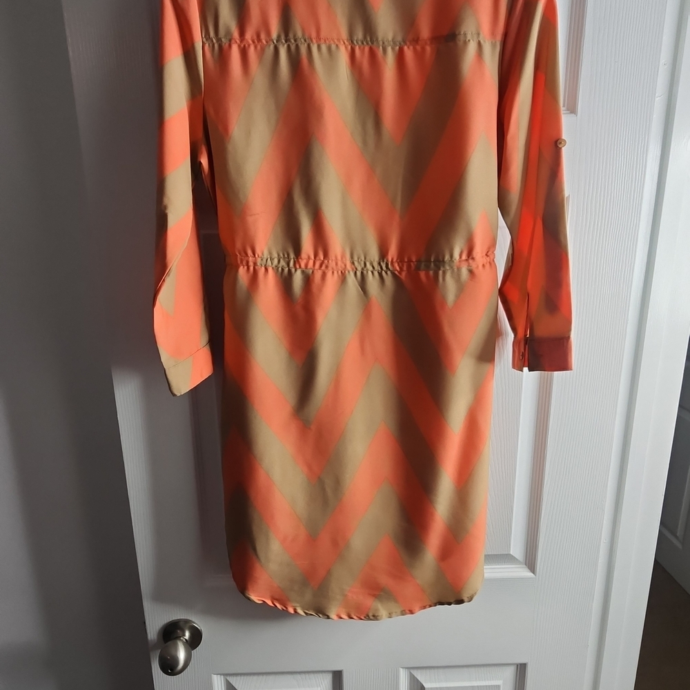 Truth Orange and Tan Chevron Long Sleeve Dress - Picture 3 of 3
